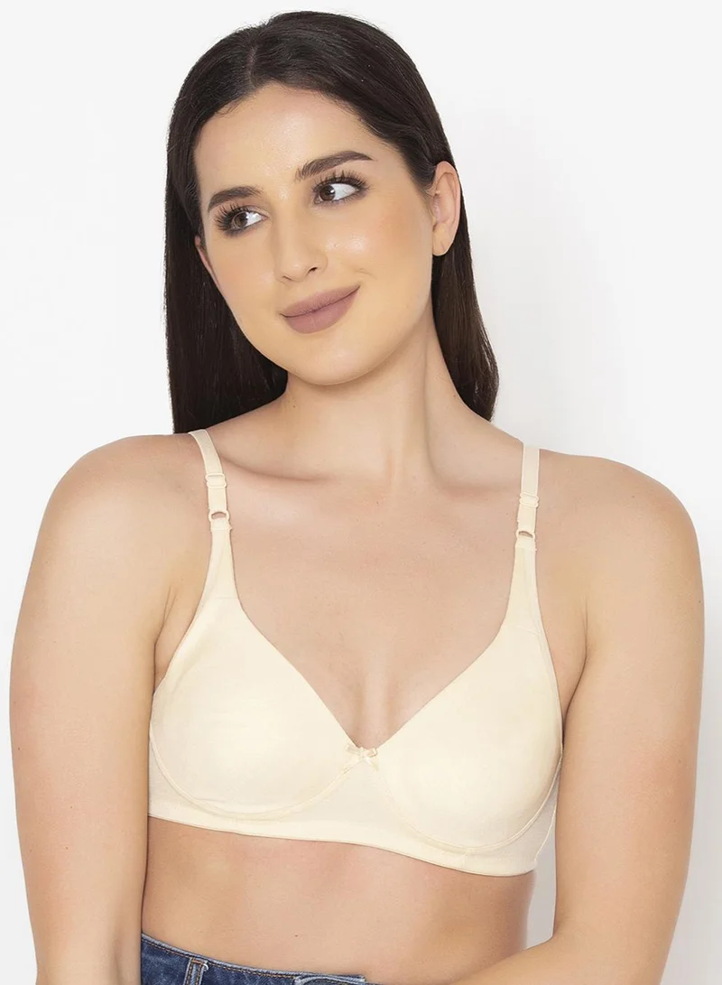 كلوفيا Non-Padded Non-Wired Full Coverage T-shirt Bra in Nude Colour & Dusty Pink - Cotton Rich